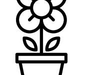 Coloriage Pot de fleur en trait gras