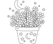 Coloriage Pot de fleurs d&eacute;cor&eacute; avec des &eacute;toiles