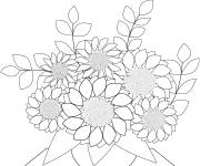 Coloriage Pot de tournesols en noir et blanc
