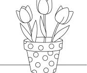 Coloriage Pot d&eacute;cor&eacute; de tulipes