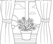 Coloriage Pot sur la fen&ecirc;tre