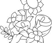 Coloriage Tournesols et callas dans un pot