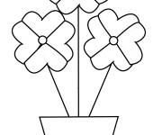 Coloriage et dessins gratuit Trois fleurs dans un pot à imprimer