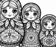 Coloriage Arrangement des poup&eacute;es russes