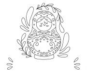 Coloriage Carte de vœux poupée Matriochka de la Russie