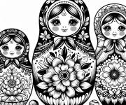 Coloriage Collection de Matrioshkas &agrave; chaque maison russe