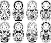 Coloriage Collection de poupées de la Russie CP