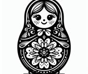 Coloriage Matrioshka de cartoon