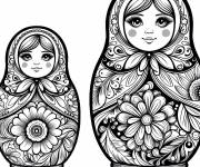 Coloriage Matrioshka imprimable pour adulte