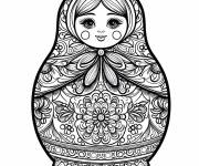 Coloriage Matrioshka simple en noir et blanc &agrave; colorier