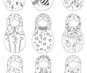 Coloriage et dessins gratuit Mod&egrave;les de poup&eacute;e folklorique russe Matriochka à imprimer