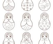 Coloriage Plusieurs Matriochkas russe