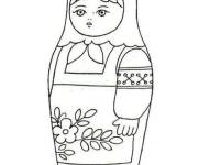 Coloriage Portrait facile d'une poupée russe Matriochka