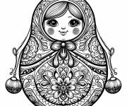 Coloriage poup&eacute;e de la russie Matrioshka avec des d&eacute;corations