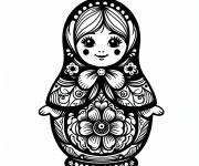 Coloriage Poup&eacute;e folklorique de la russie imprimable