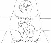 Coloriage Poup&eacute;e Matriochka dessin&eacute; par crayon