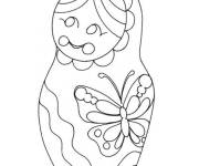 Coloriage et dessins gratuit Poup&eacute;e Matriochka en noir et blanc sp à imprimer