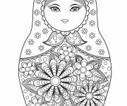 Coloriage Poup&eacute;e Matriochka stylis&eacute;