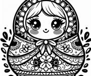 Coloriage Poup&eacute;e Matrioshka &agrave; motifs