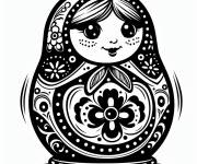 Coloriage Poupée Matrioshka de dessin animé