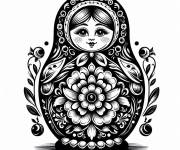 Coloriage Poup&eacute;e Matrioshka d&eacute;taill&eacute; 