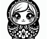 Coloriage Poup&eacute;e russe chibi