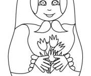 Coloriage et dessins gratuit Poup&eacute;e russe facile &agrave; imprimer à imprimer
