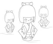 Coloriage et dessins gratuit Poup&eacute;e Russe Kokeshi à imprimer