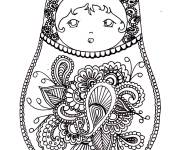 Coloriage et dessins gratuit Poup&eacute;e russe Matriochka anti-stress à imprimer