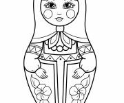 Coloriage Poup&eacute;e russe Matriochka avec des beaux yeux