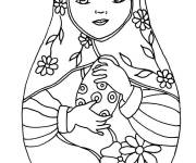 Coloriage et dessins gratuit Poup&eacute;e russe Matriochka en couleurs à imprimer