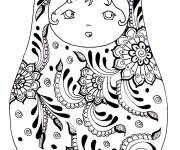 Coloriage et dessins gratuit Poup&eacute;e russe Matriochka en fleurs à imprimer