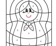 Coloriage Poup&eacute;e russe Matriochka num&eacute;rot&eacute;