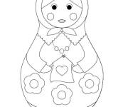 Coloriage Poup&eacute;e russe Matriochka qui tricote