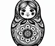 Coloriage Poup&eacute;e russe Matrioshka en toute beaut&eacute;