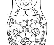 Coloriage Poup&eacute;e Russe Matryoshka d&eacute;cor&eacute;e avec des fleurs