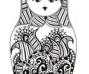 Coloriage Poup&eacute;e Russe Matryoshka en noir et blanc