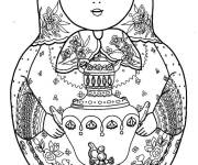 Coloriage Poup&eacute;e Russe Matryoshka tenant un vase