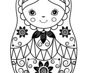 Coloriage Poup&eacute;e russe mignonne en souriant