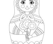 Coloriage Poup&eacute;e russe tenant une fleur