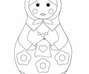 Coloriage Poup&eacute;e russe vectoriel