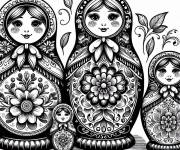 Coloriage Poup&eacute;es Matrioshka difficile GS
