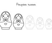 Coloriage Poup&eacute;es russe simple