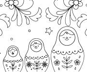 Coloriage Poupées russes Matriochka à motifs