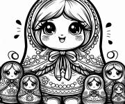 Coloriage Poup&eacute;es russes Matrioshka en petite section