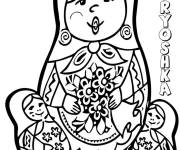 Coloriage Trois poup&eacute;es Matriochka