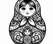 Coloriage Une grosse poup&eacute;e russe Matrioshka