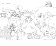 Coloriage et dessins gratuit M. Poisson et son ami c&eacute;l&egrave;brent à imprimer