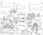 Coloriage et dessins gratuit Monsieur poisson et leur amis dans le stade à imprimer