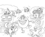 Coloriage et dessins gratuit Mr Fish en dansant avec ses amis à imprimer